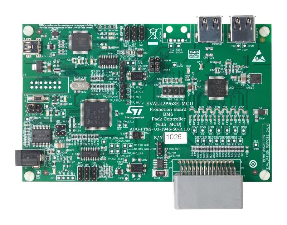 EVAL-L9963E-MCU EVAL BOARD, BATTERY MANAGEMENT SYSTEM STMICROELECTRONICS