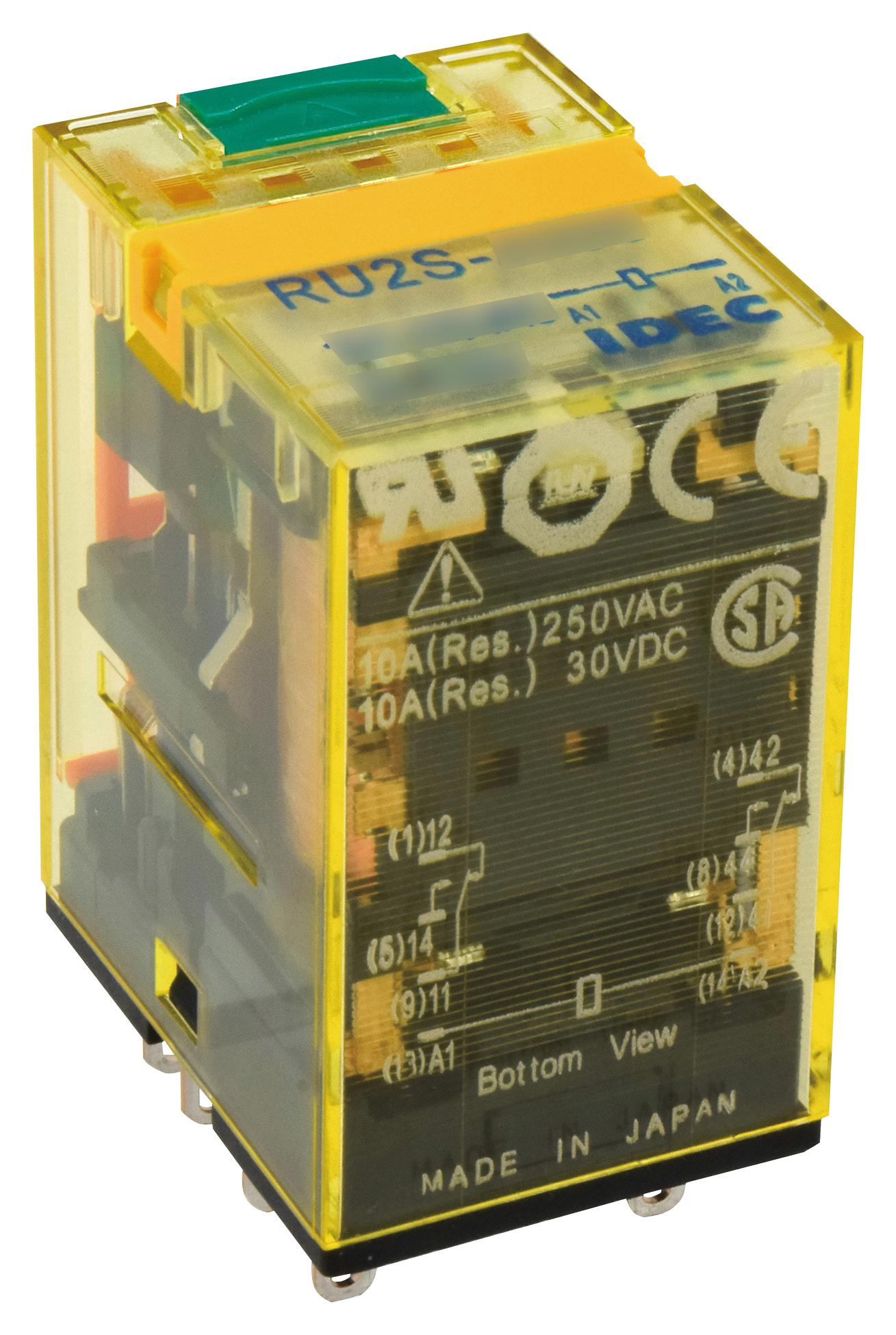 RU2S-D24 POWER RELAY, DPDT, 24VDC, 10A, SOCKET IDEC