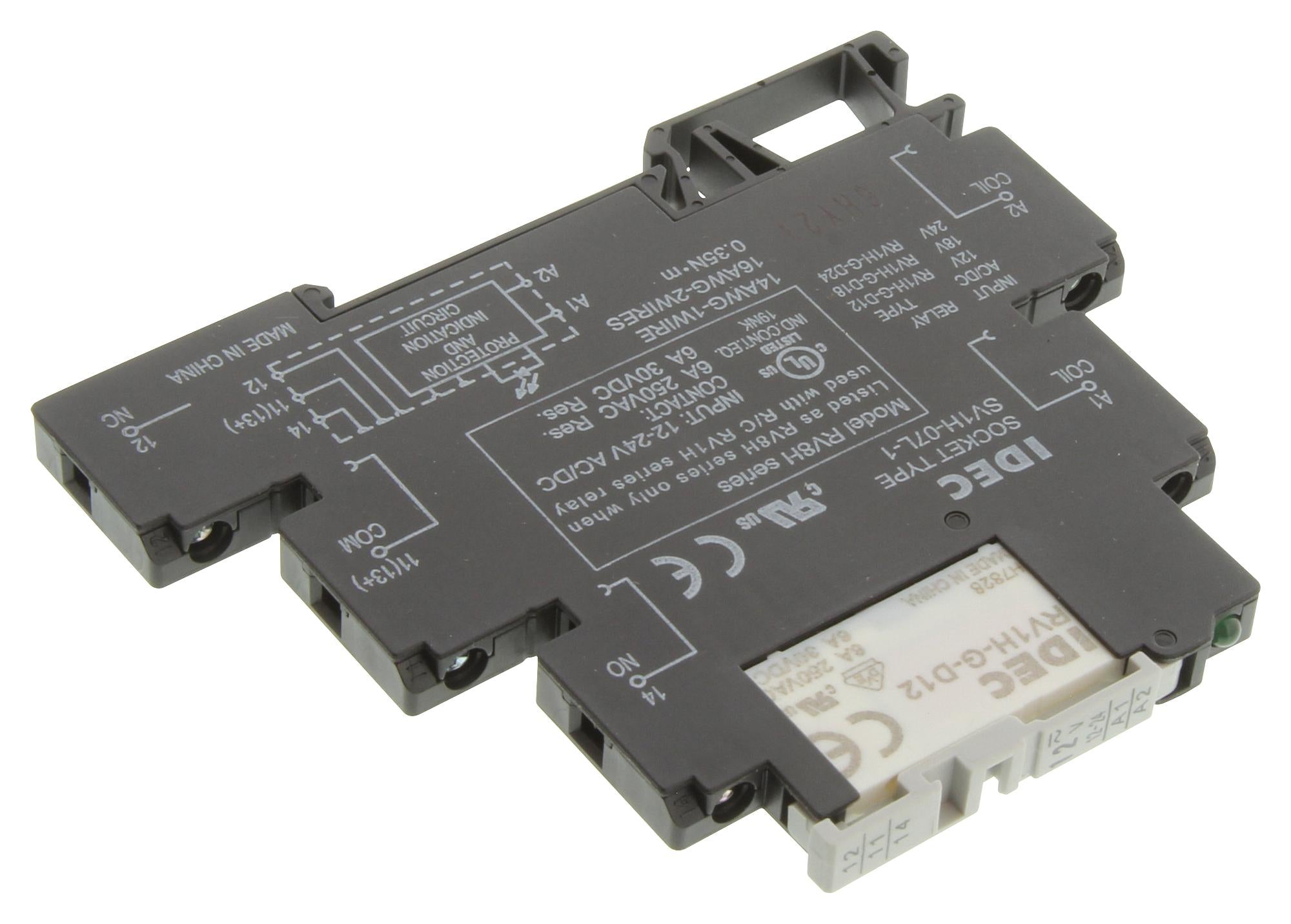 RV8H-L-AD12 POWER RELAY, SPDT, 12V, 6A, DIN RAIL IDEC