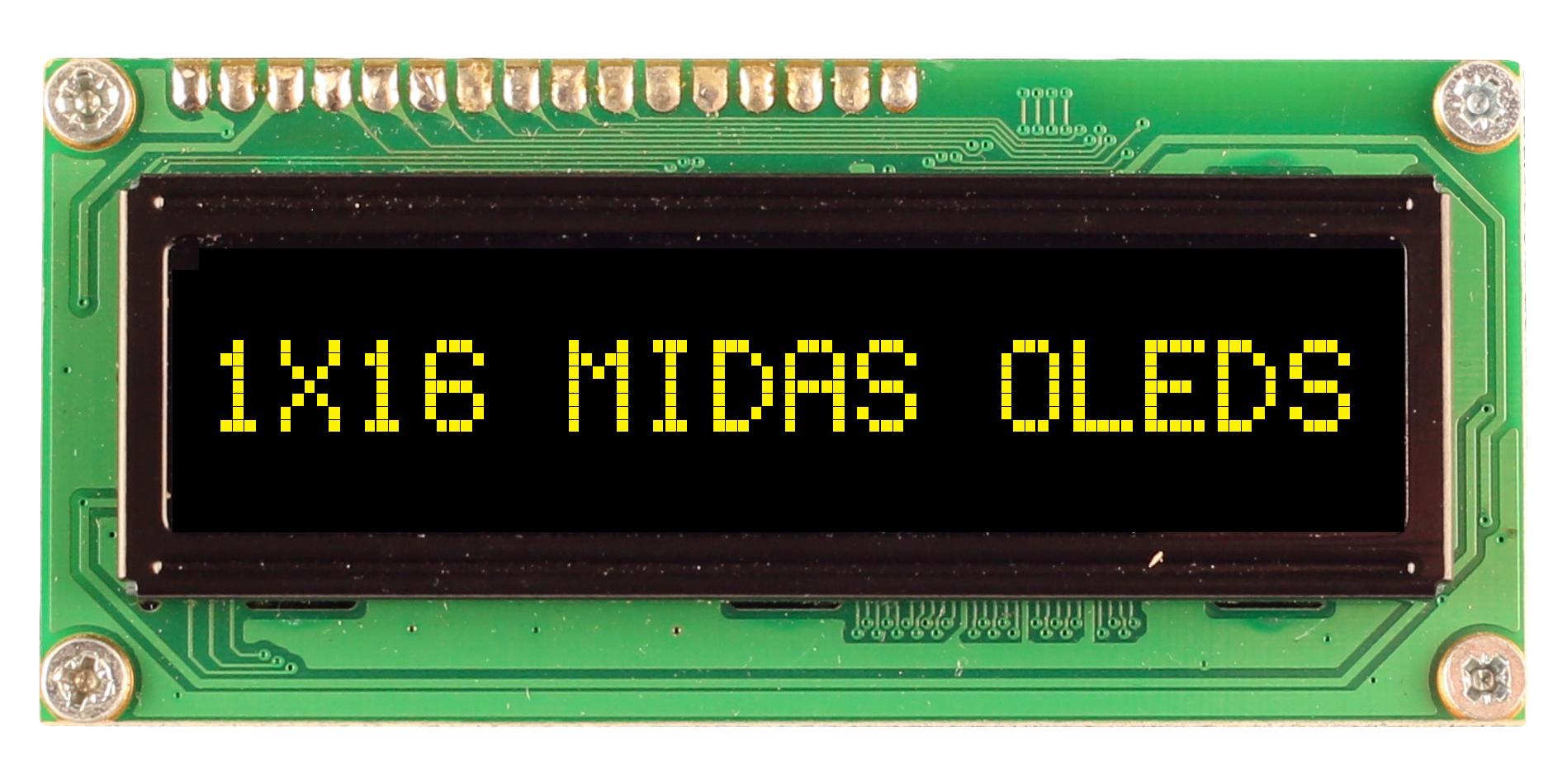 MCOB11605BV-EYP OLED MODULE, COB, 16 X 1, PARALLEL, 5V MIDAS