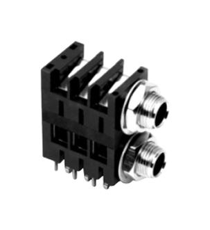 ACJSMHDCM 1/4" STEREO DUAL JACK, 6POS, PCB AMPHENOL SINE/TUCHEL