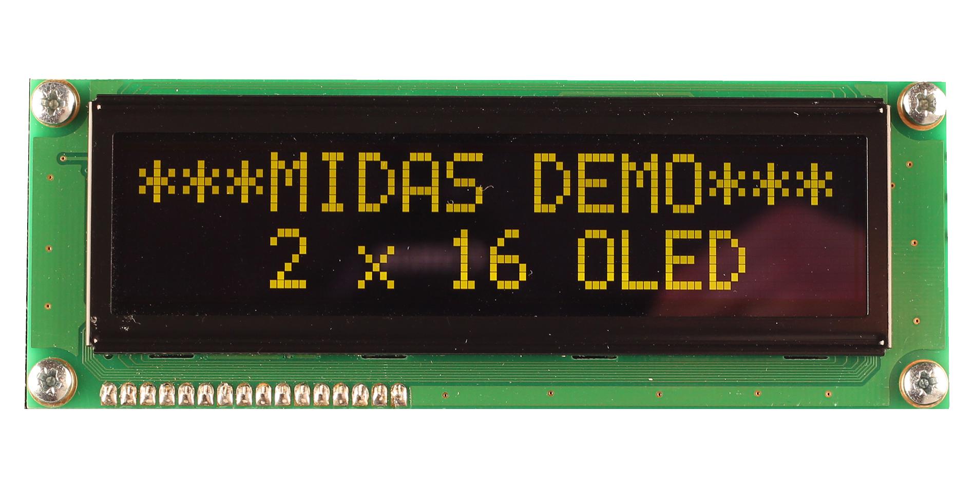 MCOB21609AV-EYP OLED MODULE, COB, 16X2, PARALLEL, 5V MIDAS