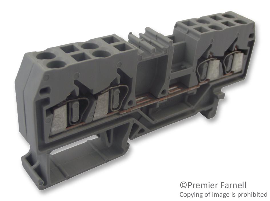 281-652 TERMINAL BLOCK, DIN RAIL, 4POS, 12AWG WAGO