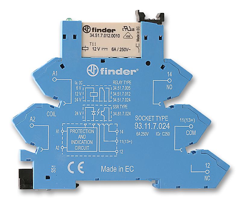 38.61.7.024.0050 RELAY, SPDT, 250VAC, 6A FINDER