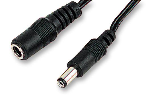 JR8307-5M POWER CORD, 2.5MM DC SKT-PLUG, 5M, BLK PRO ELEC