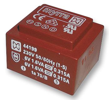 44200 TRANSFORMER, 3.2VA, 230V, 2 X 9V MYRRA