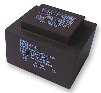 44383 TRANSFORMER, 30VA, 230V, 2 X 18V MYRRA