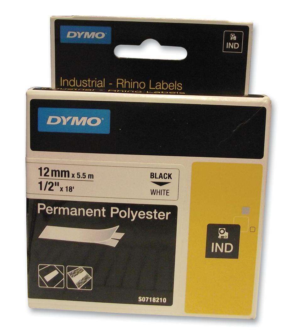 18764-R1 TAPE, PERM, POLY, WHITE, 12MMX5.5M DYMO