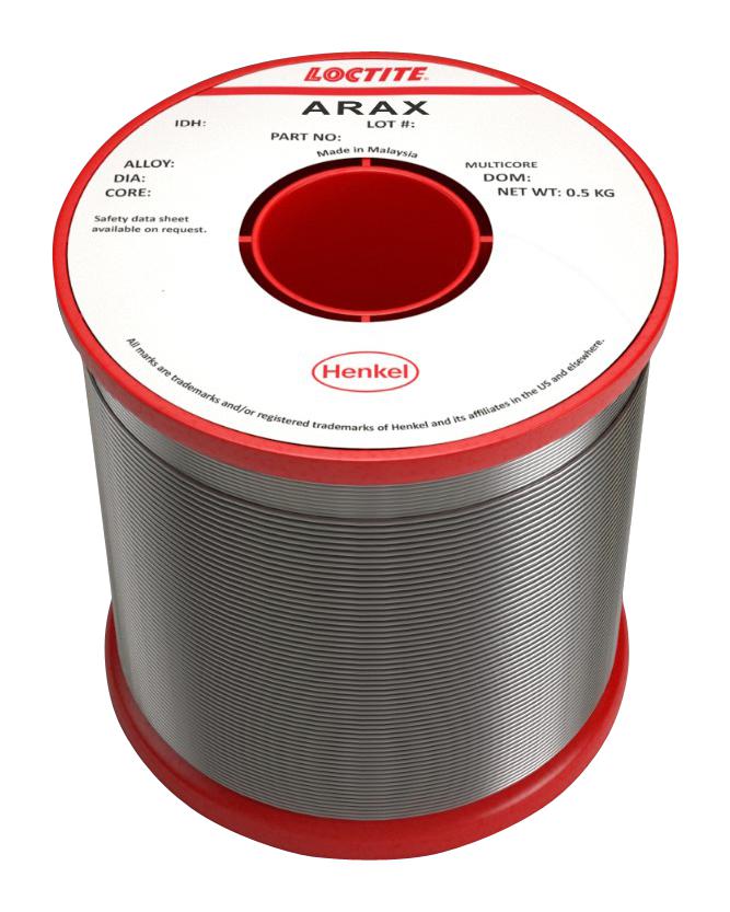 ARAX 96S 4C 1.6MM H 500G SOLDER WIRE, ARAX 96S, 1.63MM, 500G MULTICORE / LOCTITE
