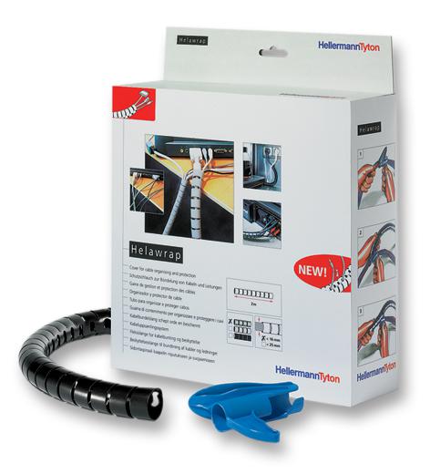 161-64405 SLEEVING, SPIRAL, 25MM, GREY, 2M HELLERMANNTYTON