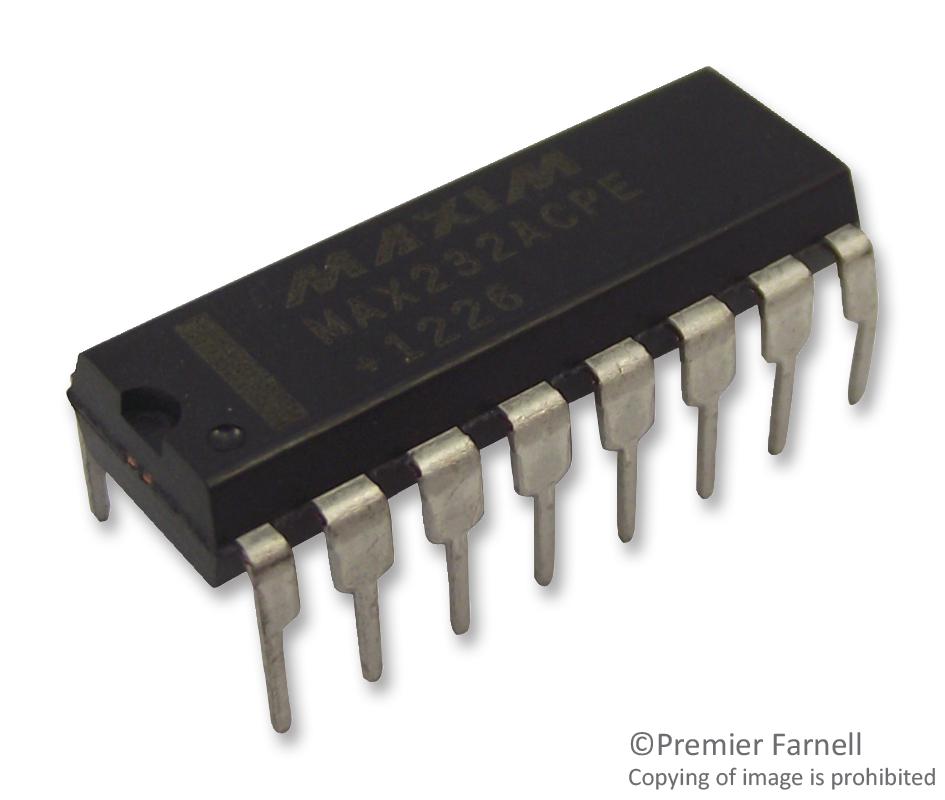 MAX232ACPE+ IC, DUAL TRANSCEIVER, RS232, DIP16 MAXIM INTEGRATED / ANALOG DEVICES
