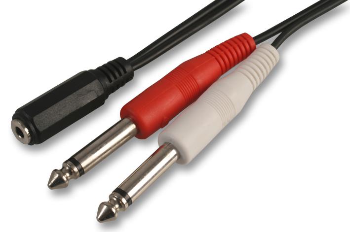 PSG03290 3.5MM ST SKT TO 2X 2P 6.35MM PLUGS, 0.5M PRO SIGNAL