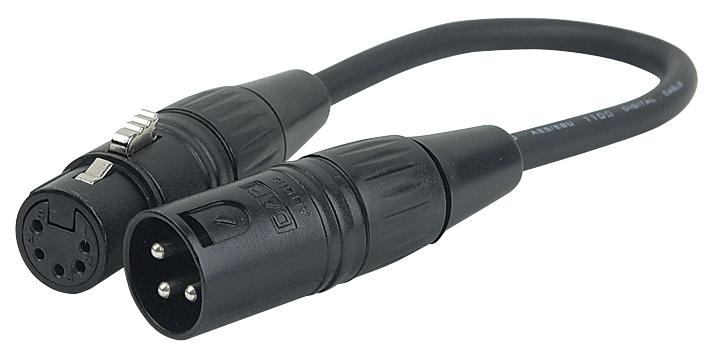FLA37 XLR ADAPTOR LEAD, 3P PLUG TO 5P SKT SHOWTEC