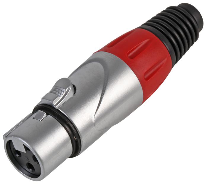 PLS000453 XLR SOCKET, SILVER/RED 3P PULSE