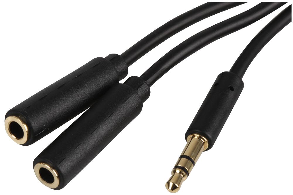 PSG3102-1M 3.5MM STEREO JACK TO 2X SKT 1M BLK PRO SIGNAL