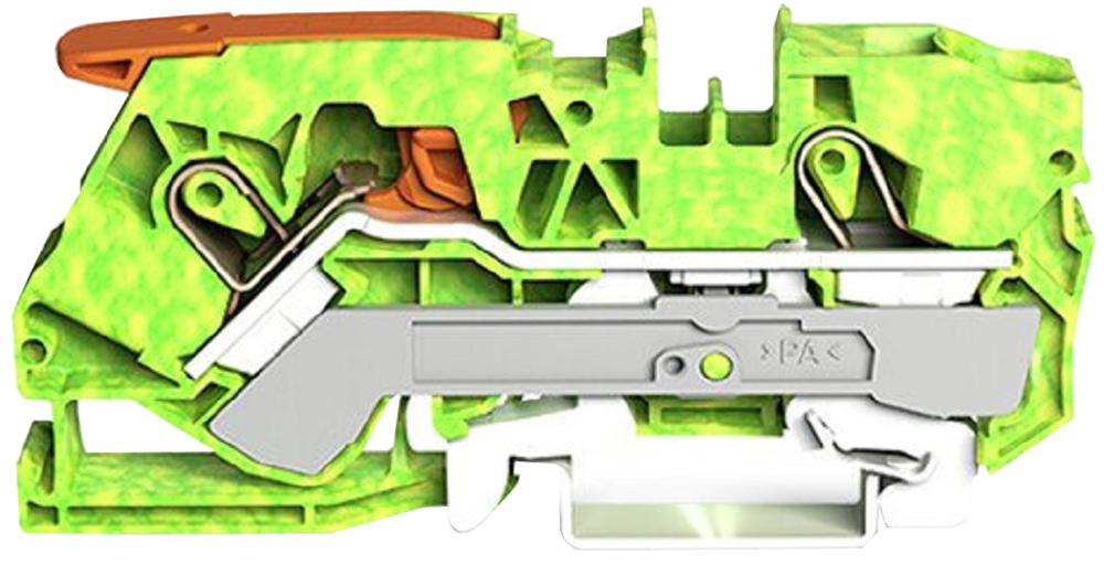 2110-1207 GND TERMINAL BLOCK, DIN RAIL, 2POS, 6AWG WAGO