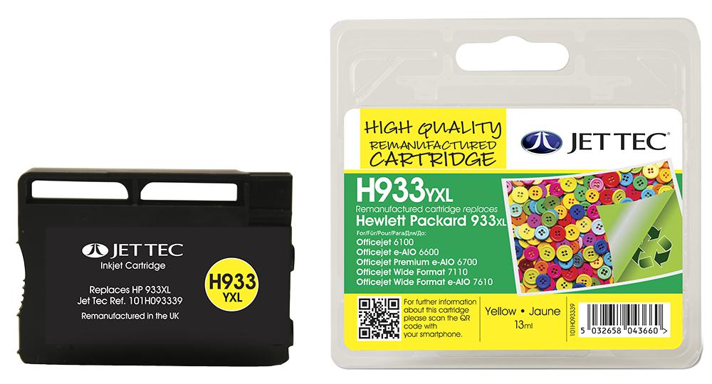 101H093339 INK CART, COMPATIBLE, HP933XL YELLOW JET TEC