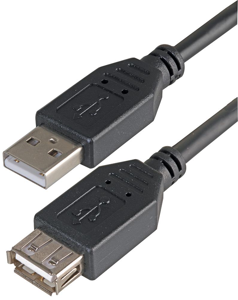 PSG91421 LEAD, USB2.0 A MALE - A FEMALE, BLACK 2M PRO SIGNAL