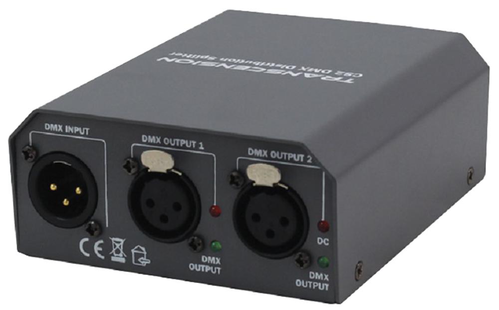 CS2 DMX DISTRIBUTION SPLITTER, 2 WAY TRANSCENSION