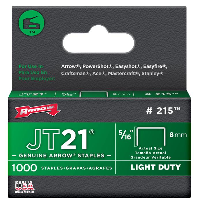 215 8MM JT21/JT27 STAPLES (PK 1000) ARROW FASTENER