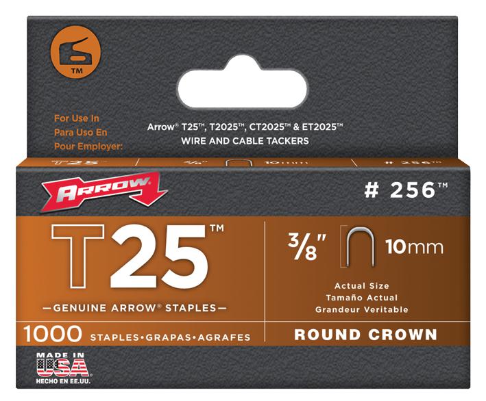 T25S-38. STAPLES FOR T-25, 10MM (PK 1000) ARROW FASTENER