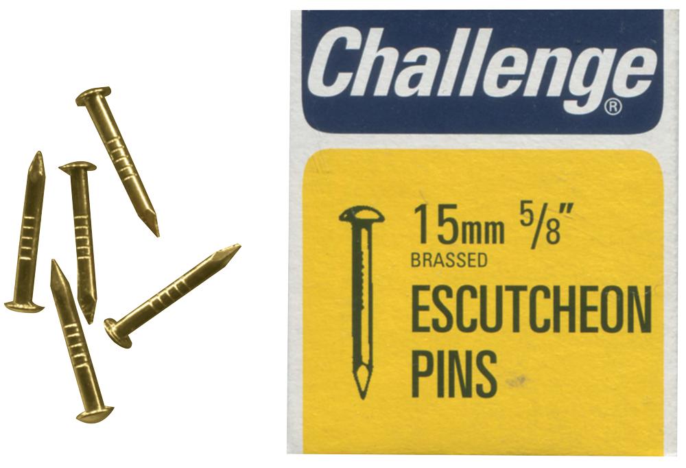 11410 ESCUTCHEON PINS BRASSED, 15MM (40G) CHALLENGE