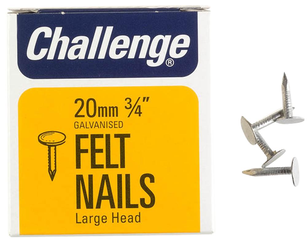 12028 FELT XL HEAD CLOUT NAILS 20MM (225G) CHALLENGE