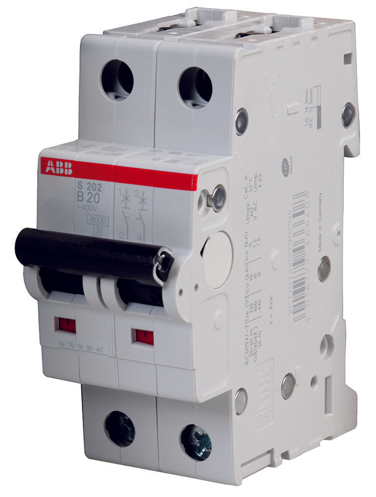 S202-B20 CIRCUIT BREAKER, THERMAL MAG, 2 POLE ABB