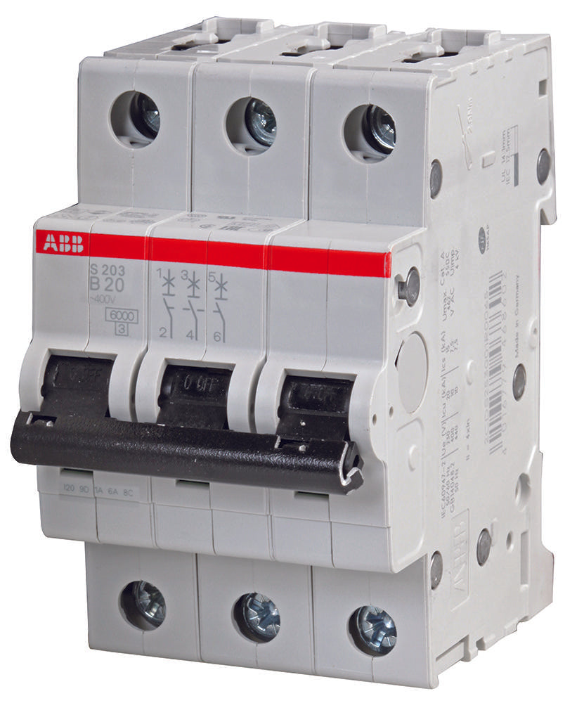 S203-B20 CIRCUIT BREAKER, THERMAL MAG, 3 POLE ABB