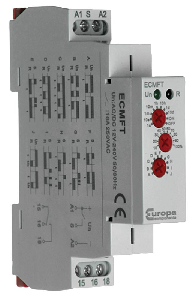 ECMFT TIME DELAY RELAY, SPDT, 16A, 250VAC EUROPA