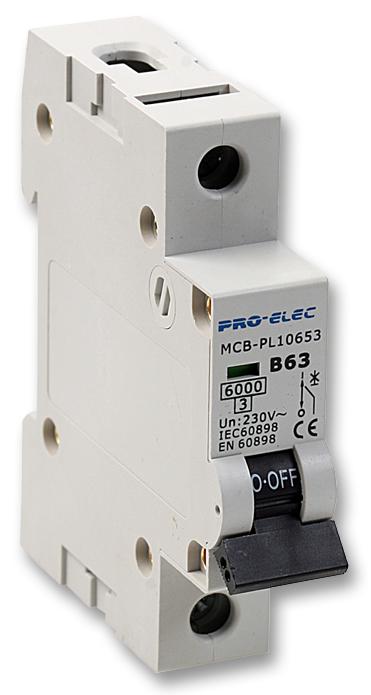 AUB1 63A THERMAL MAG CKT BREAKER, 1P, 63A, 230VAC PRO ELEC