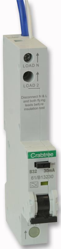 61/B13230 32A 30MA SP TYPE B CURVE RCBO CRABTREE