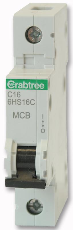 6HS16C 16A SP MCB C CURVE 10KA - EACH CRABTREE