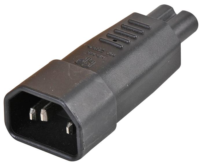PEL00521 ADAPTER, IEC C14-IEC C7, 10A/250V, BLK PRO ELEC
