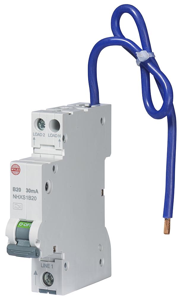 NHXS1B20 20A 30MA RCBO SINGLE MODULE B CURVE WYLEX