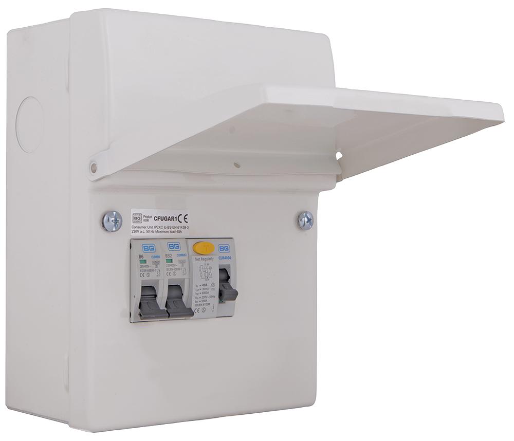 CFUGAR1-01 GARAGE KIT 40A 30MA RCD 6A 32A MCB BG ELECTRICAL