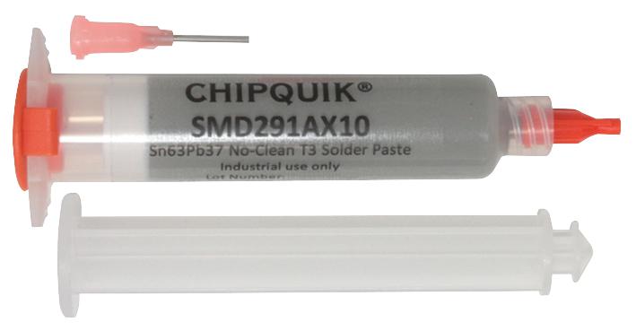 SMD291AX10 SOLDER PASTE, 63/37, 183 DEG, 10CC. CHIP QUIK