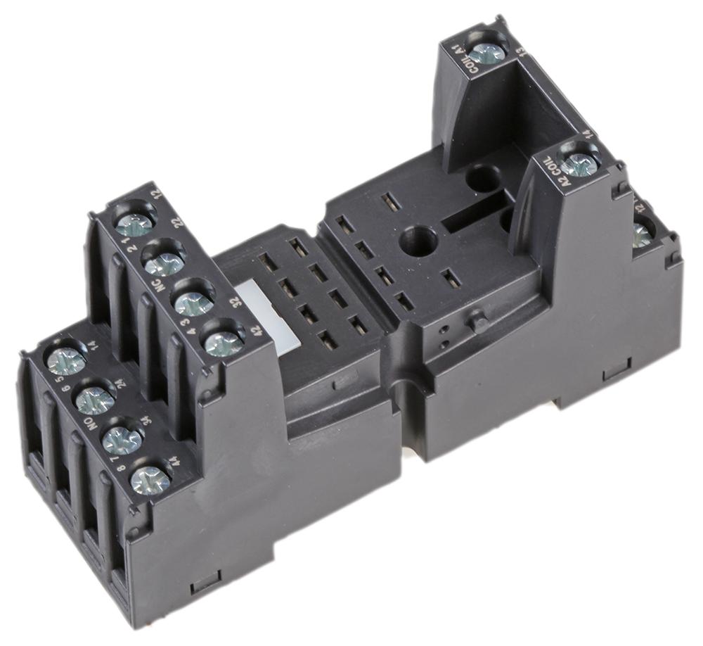GZT4-BLACK 14-PIN INDUSTRIAL RELAY BASE, BLACK RELPOL