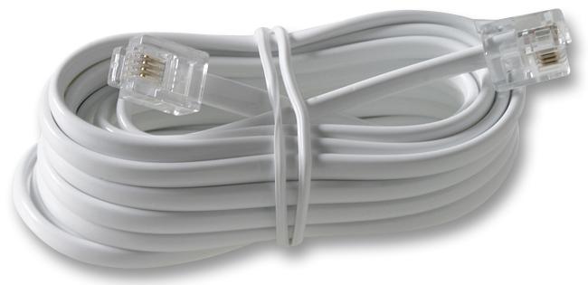 PSG90595 TELEPHONE CABLE, RJ11 PLUG-PLUG, 5M, WHT PRO SIGNAL