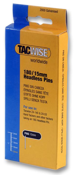 0478 PINS, HEADLESS, 180/15MM (PK 2,000) TACWISE PLC