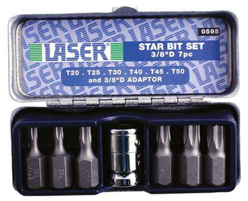 595 STAR BIT SET, 3/8 IND, 7PC LASER