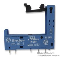 93.11 - Relay Socket, Through Hole, Through Hole, 5 Pins, 6 A, 250 V, 93 Series - FINDER