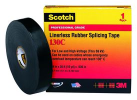 130C 50MM - Self-Amalgamating Tape, Splicing, EPR (Ethylene Propylene Rubber), Black, 50 mm x 9.14 m - 3M