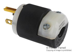 HBL5366C - Power Entry Connector, Power Entry, 20 A, Black, White, Nylon (Polyamide) Body, 125 V, Insulgrip - HUBBELL WIRING DEVICES