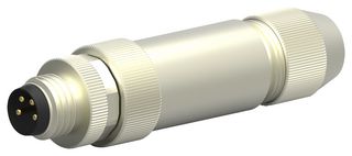 T4011019041-000 - Sensor Connector, M8, Male, 4 Positions, Screw Pin, Straight Cable Mount - TE CONNECTIVITY