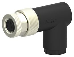 T4012008041-000 - Sensor Connector, M8, Female, 4 Positions, Screw Socket, Right Angle Cable Mount - TE CONNECTIVITY