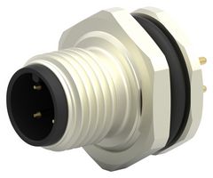 T4140012041-000 - Sensor Connector, M12, Male, 4 Positions, PCB Pin, Straight Panel Mount - TE CONNECTIVITY