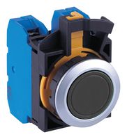 CW4B-A1E10B - Industrial Pushbutton Switch, Flush Silhouette, CW, 22.3 mm, SPST-NO, Maintained, Flush, Black - IDEC