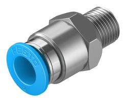 153004 - Pneumatic Fitting, Push-In Straight Connector, R1/8, 14 bar, 8 mm, Brass, QS - FESTO