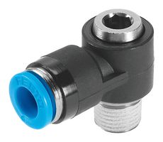 153101 - Pneumatic Fitting, Push-In L-Fitting, R3/8, 14 bar, 8 mm, PBT (Polybutylene Terephthalate), QSLV - FESTO